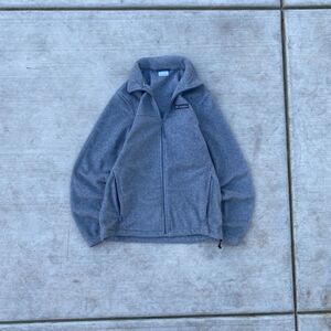Columbia Gray Fleece Jacket Full Zip Small Outdoor Hiking Warm Layer